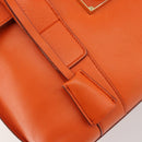 Salvatore Ferragamo Gancini Hand Bag Leather 2way Orange Gold Auth 190253-20