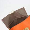 Salvatore Ferragamo Gancini Hand Bag Leather 2way Orange Gold Auth 190253-21