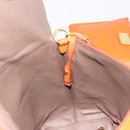 Salvatore Ferragamo Gancini Hand Bag Leather 2way Orange Gold Auth 190253-22