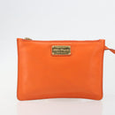 Salvatore Ferragamo Gancini Hand Bag Leather 2way Orange Gold Auth 190253-24