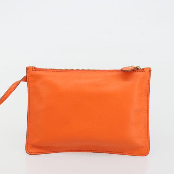 Salvatore Ferragamo Gancini Hand Bag Leather 2way Orange Gold Auth 190253