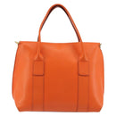 Salvatore Ferragamo Gancini Hand Bag Leather 2way Orange Gold Auth 190253-2