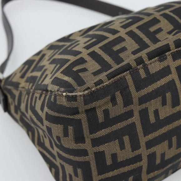 FENDI Zucca Canvas Mamma Baguette Shoulder Bag Brown Black Auth 190254A