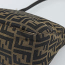 FENDI Zucca Canvas Mamma Baguette Shoulder Bag Brown Black Auth 190254A-15