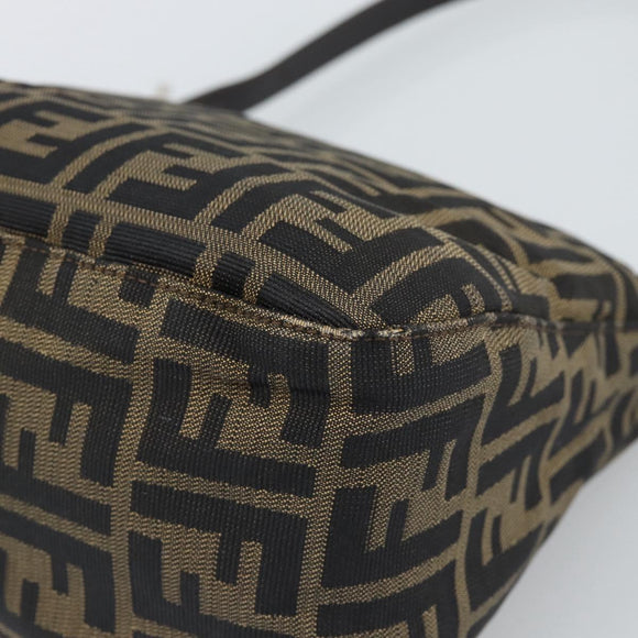FENDI Zucca Canvas Mamma Baguette Shoulder Bag Brown Black Auth 190254A