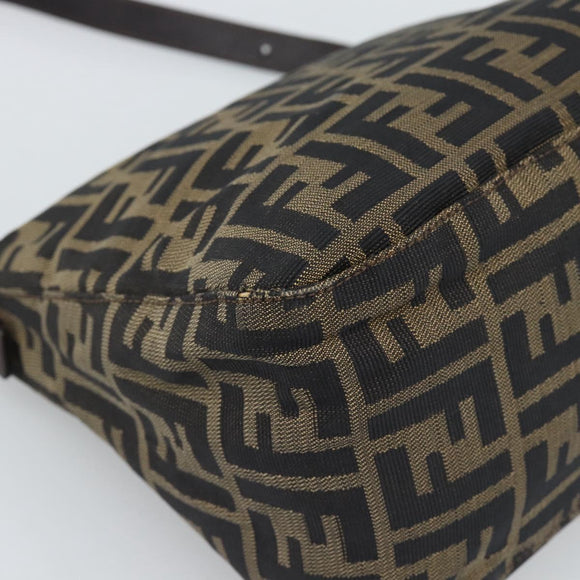 FENDI Zucca Canvas Mamma Baguette Shoulder Bag Brown Black Auth 190254A