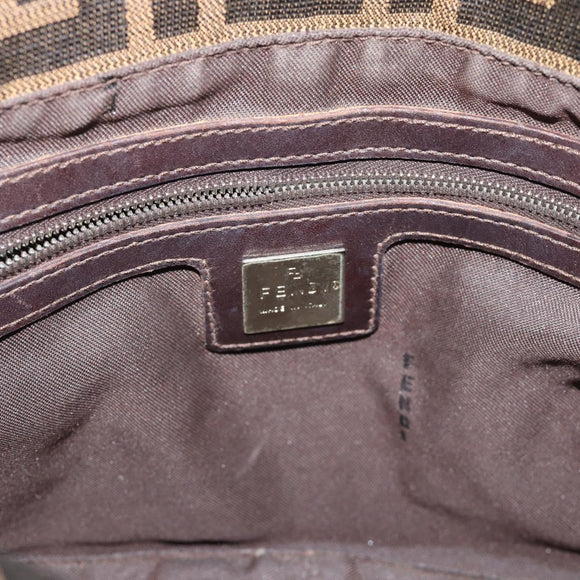 FENDI Zucca Canvas Mamma Baguette Shoulder Bag Brown Black Auth 190254A