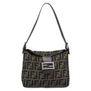 FENDI Zucca Canvas Mamma Baguette Shoulder Bag Brown Black Auth 190254A-13