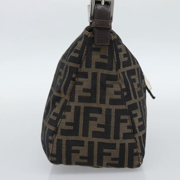 FENDI Zucca Canvas Mamma Baguette Shoulder Bag Brown Black Auth 190254A