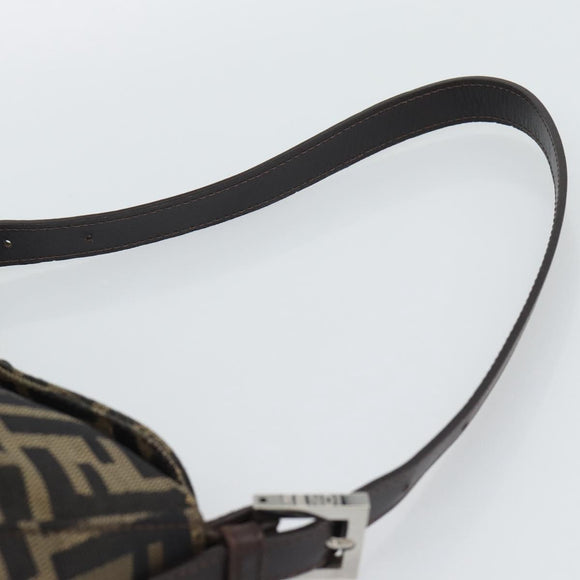 FENDI Zucca Canvas Mamma Baguette Shoulder Bag Brown Black Auth 190254A