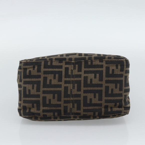 FENDI Zucca Canvas Mamma Baguette Shoulder Bag Brown Black Auth 190254A