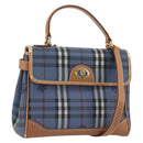 Burberrys Nova Check Hand Bag PVC 2way Blue Gold Auth 190255-1