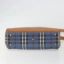 Burberrys Nova Check Hand Bag PVC 2way Blue Gold Auth 190255-5