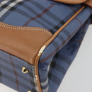Burberrys Nova Check Hand Bag PVC 2way Blue Gold Auth 190255-10