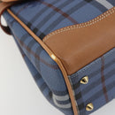 Burberrys Nova Check Hand Bag PVC 2way Blue Gold Auth 190255-15