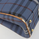 Burberrys Nova Check Hand Bag PVC 2way Blue Gold Auth 190255-17