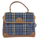 Burberrys Nova Check Hand Bag PVC 2way Blue Gold Auth 190255-13