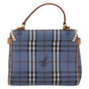 Burberrys Nova Check Hand Bag PVC 2way Blue Gold Auth 190255-2