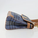 Burberrys Nova Check Hand Bag PVC 2way Blue Gold Auth 190255-3