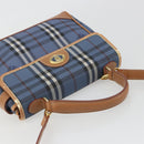 Burberrys Nova Check Hand Bag PVC 2way Blue Gold Auth 190255-6