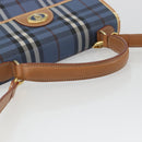 Burberrys Nova Check Hand Bag PVC 2way Blue Gold Auth 190255-7