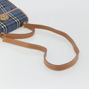 Burberrys Nova Check Hand Bag PVC 2way Blue Gold Auth 190255-9