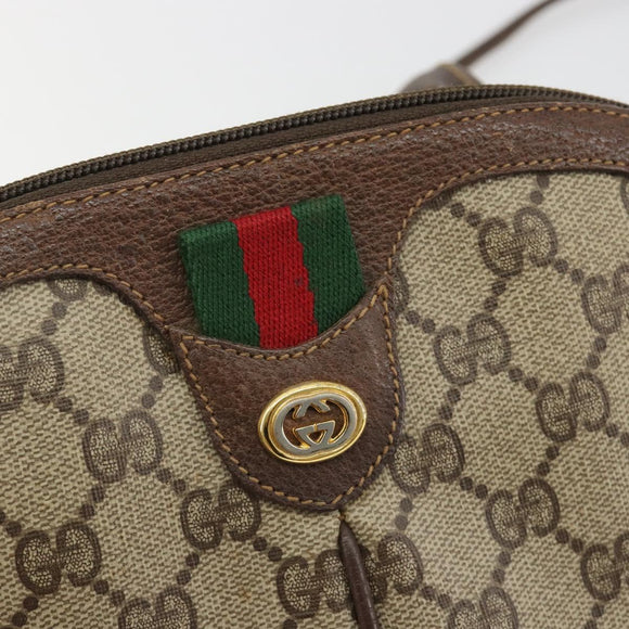 GUCCI GG Supreme Web Sherry Line Bag PVC Beige Gold 904 02 047 Auth 190257