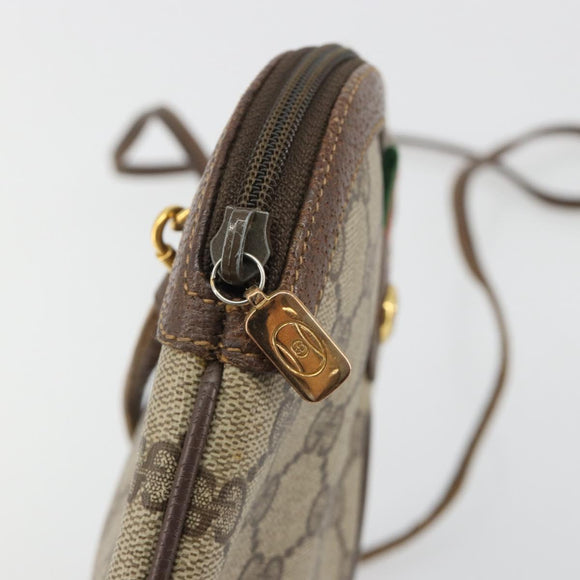 GUCCI GG Supreme Web Sherry Line Bag PVC Beige Gold 904 02 047 Auth 190257