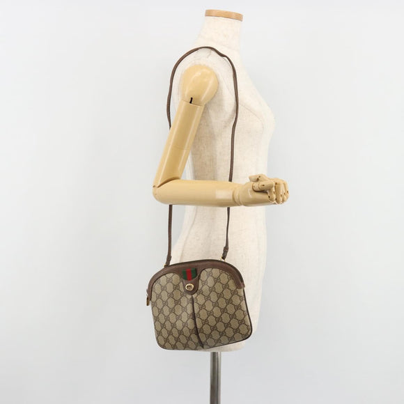 GUCCI GG Supreme Web Sherry Line Bag PVC Beige Gold 904 02 047 Auth 190257