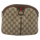 GUCCI GG Supreme Web Sherry Line Bag PVC Beige Gold 904 02 047 Auth 190257-13
