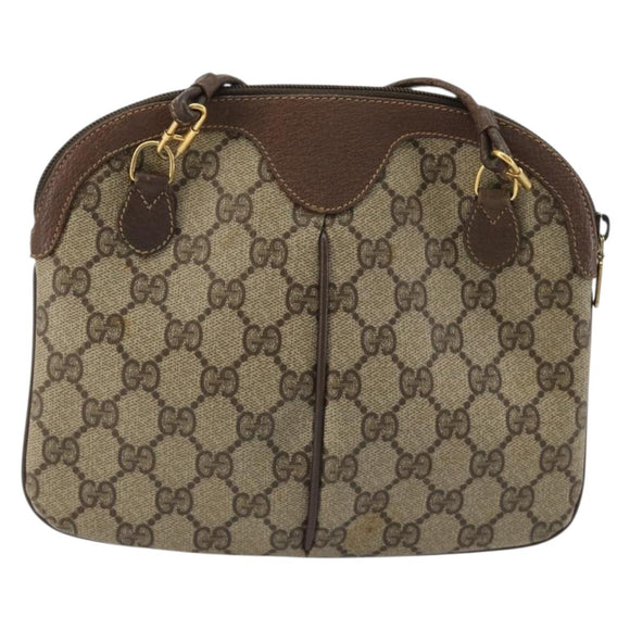GUCCI GG Supreme Web Sherry Line Bag PVC Beige Gold 904 02 047 Auth 190257