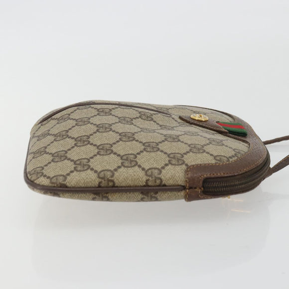GUCCI GG Supreme Web Sherry Line Bag PVC Beige Gold 904 02 047 Auth 190257
