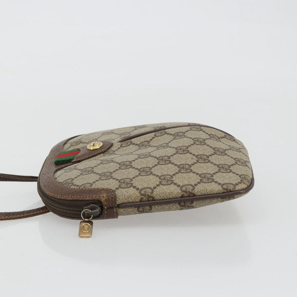 GUCCI GG Supreme Web Sherry Line Bag PVC Beige Gold 904 02 047 Auth 190257