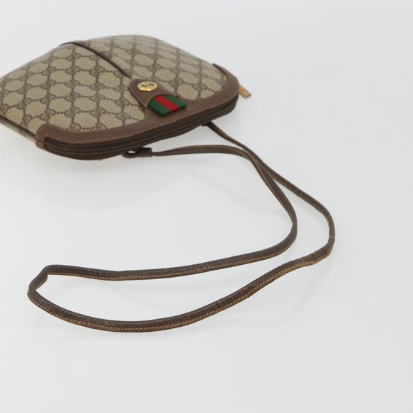 GUCCI GG Supreme Web Sherry Line Bag PVC Beige Gold 904 02 047 Auth 190257