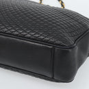BALLY Chain Shoulder Bag Leather Black Gold Auth 190259-9