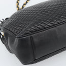 BALLY Chain Shoulder Bag Leather Black Gold Auth 190259-14