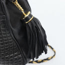 BALLY Chain Shoulder Bag Leather Black Gold Auth 190259-17