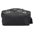 BALLY Chain Shoulder Bag Leather Black Gold Auth 190259-2