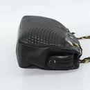 BALLY Chain Shoulder Bag Leather Black Gold Auth 190259-4