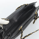 BALLY Chain Shoulder Bag Leather Black Gold Auth 190259-6