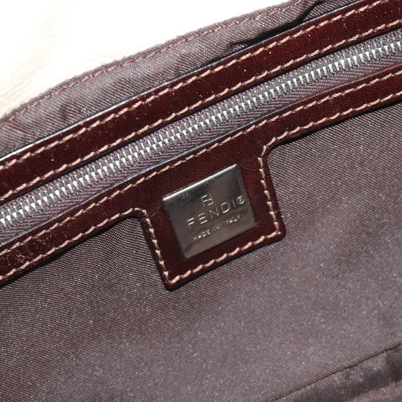FENDI Zucca Canvas Mamma Baguette Shoulder Bag Beige Silver Auth 190260SAM