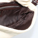 FENDI Zucca Canvas Mamma Baguette Shoulder Bag Beige Silver Auth 190260SAM-19