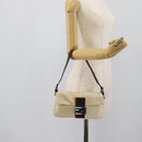 FENDI Zucca Canvas Mamma Baguette Shoulder Bag Beige Silver Auth 190260SAM-23