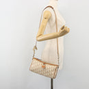 Christian Dior Trotter Canvas Romantic Shoulder Bag PVC Ivory Silver Auth 190263A-23