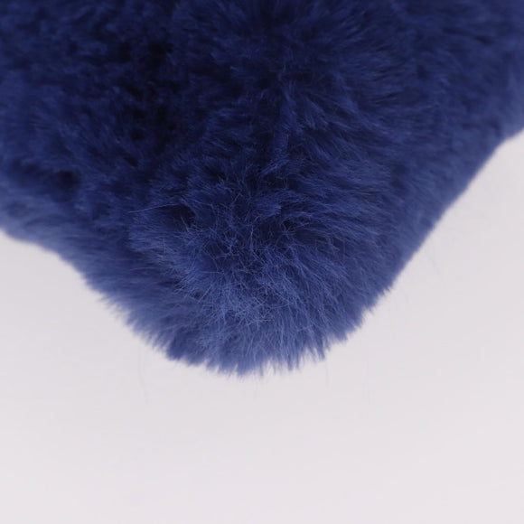 Jimmy Choo Chain Shoulder Phone Holder Acrylic Fur Blue Silver Auth 190265A
