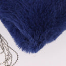 Jimmy Choo Chain Shoulder Phone Holder Acrylic Fur Blue Silver Auth 190265A-17