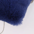 Jimmy Choo Chain Shoulder Phone Holder Acrylic Fur Blue Silver Auth 190265A-18