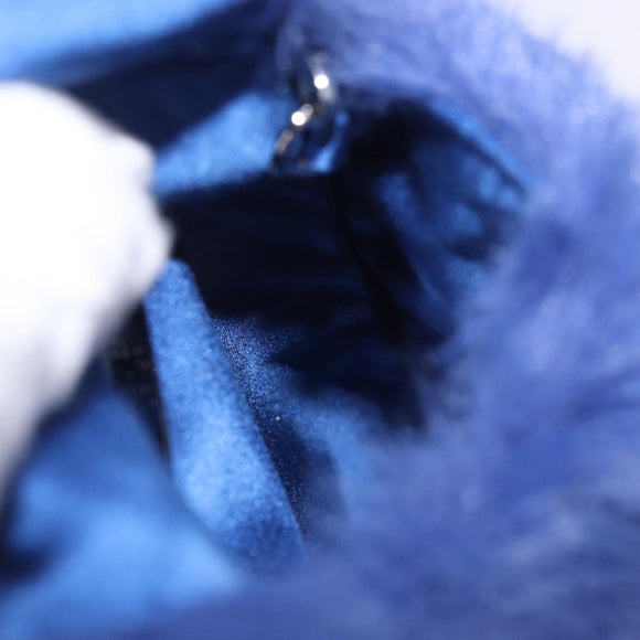 Jimmy Choo Chain Shoulder Phone Holder Acrylic Fur Blue Silver Auth 190265A