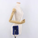 Jimmy Choo Chain Shoulder Phone Holder Acrylic Fur Blue Silver Auth 190265A-22