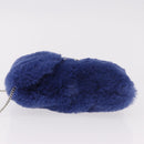 Jimmy Choo Chain Shoulder Phone Holder Acrylic Fur Blue Silver Auth 190265A-4